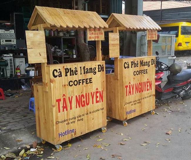 Xe cà phê mang đi bằng gỗ