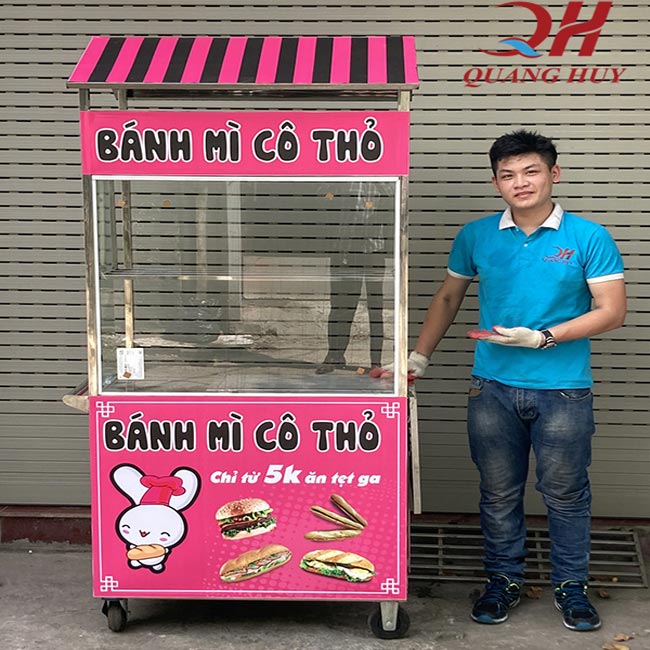 Xe đẩy bánh mì có mái che